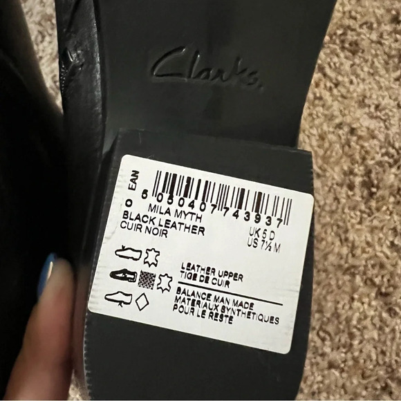 Clarks Womens Mila Myth Black Leather Ankle Boots, Size 7.5 - Picture 6 of 12